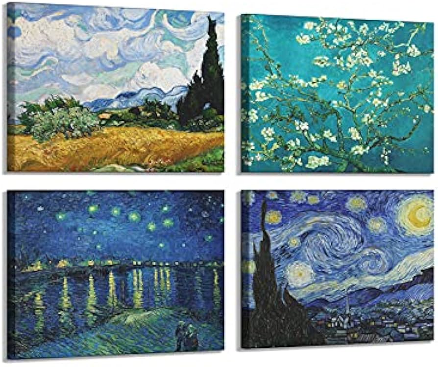 Amazon.co.jp: ゴッホアートパネル 4枚セット 飾り絵 有名な絵画