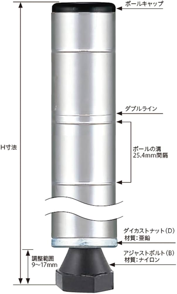 Amazon｜ベーシックシリーズ ポール 1900mm ステンレス (2本入) B74PS2