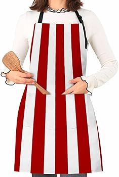 Amazon.com: Kitchen Apron for Women,Geometric Red White Stripes