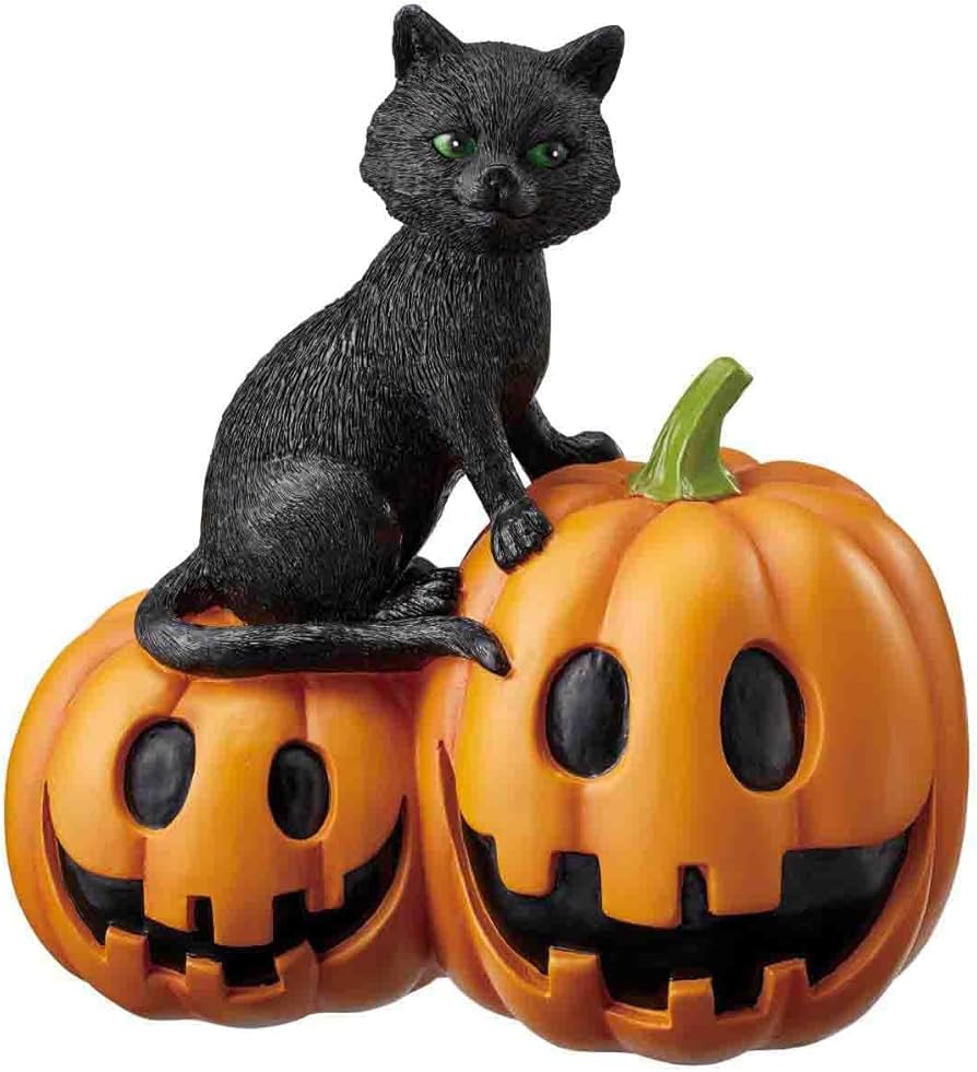 Amazon | ダブルパンプキン黒ネコオブジェ 高さ20cm 1個 【 ハロウィン
