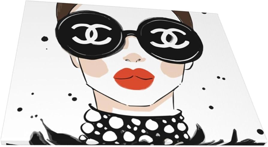 Amazon.co.jp: YEKIM ブラック 木枠付き シャネル サングラス 絵画