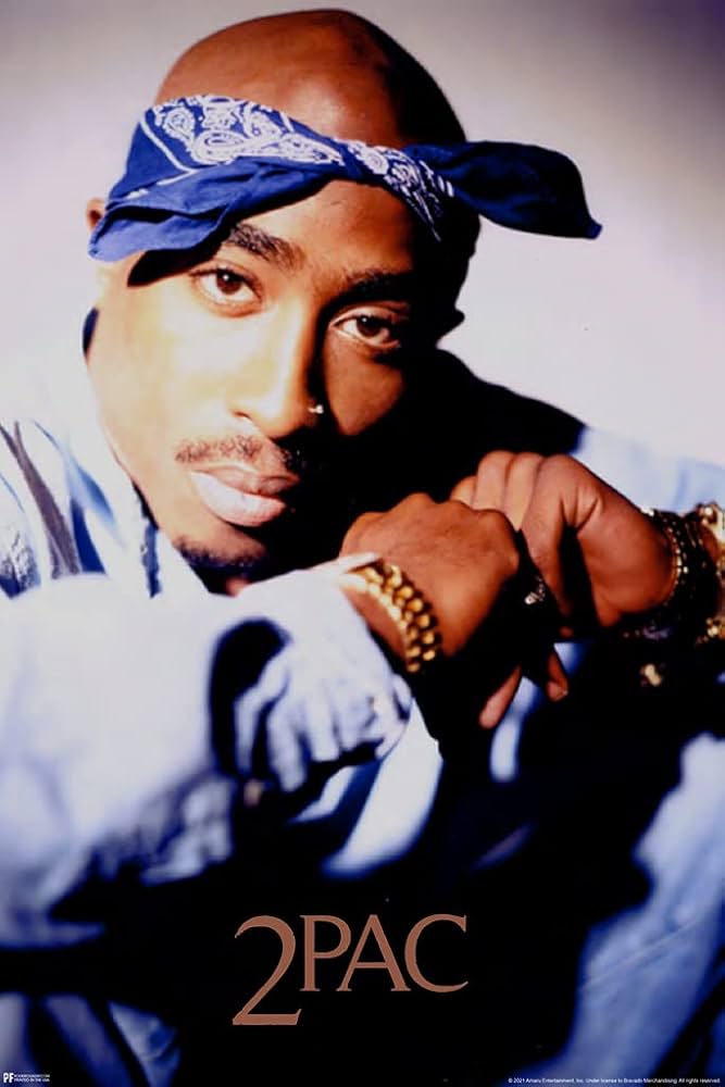 2Pac Poster Blue Bandana Portrait 90s Hip Hop Tupac Posters Rapper