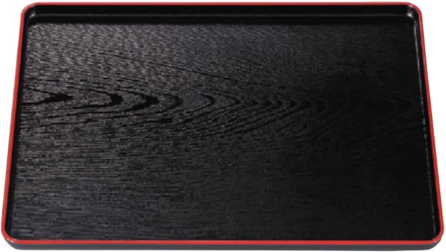 Amazon｜お盆 地木目長手盆黒天朱尺4寸 [42.6 x 33.3 x 2.5cm] ABS樹脂