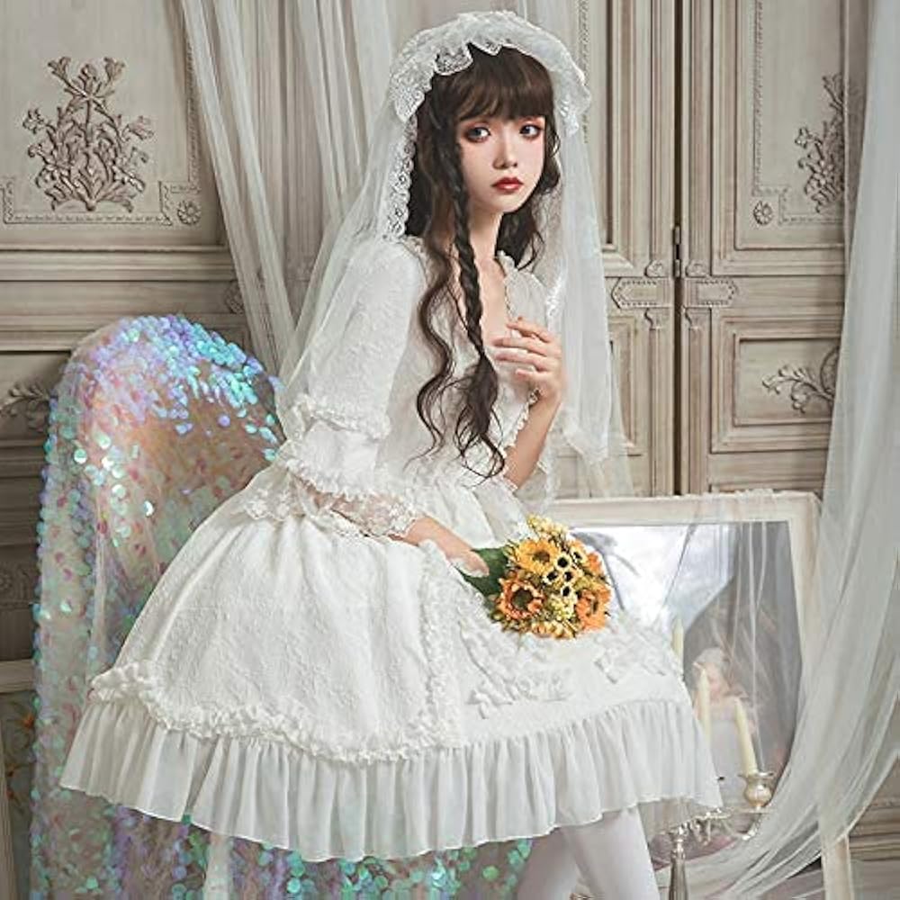 Amazon.co.jp: [GenericBrands] longmucos 純白 ワンピース ロリータ