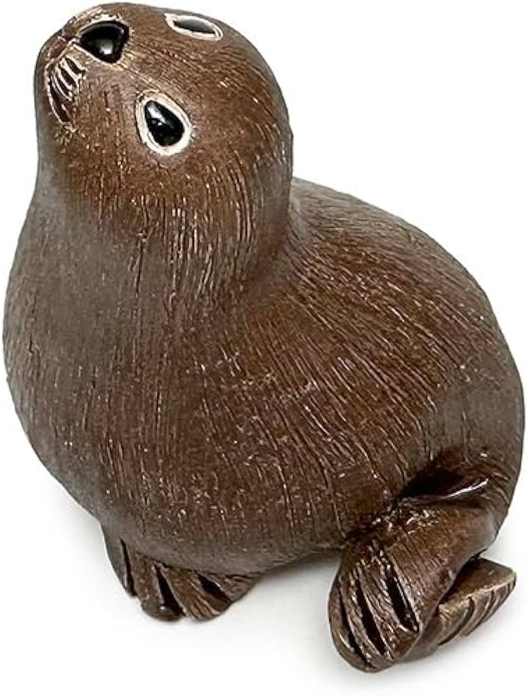 Amazon.co.jp: リンコナダ オットセイ 25 陶器 動物 置物 アザラシ