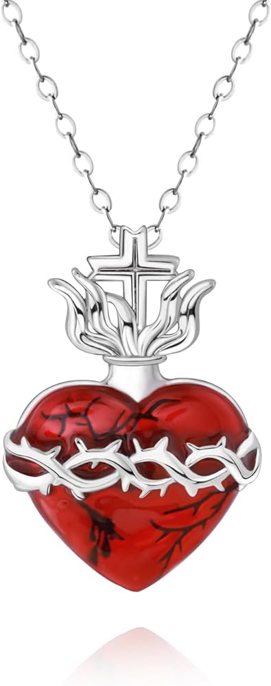 Amazon.com: Salloog Sacred Heart of Jesus Pendant - 925 Sterling