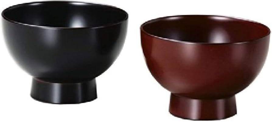 Amazon.co.jp: KZ2468 手塗うるしペア3.6あつあつみそ汁椀（溜・朱