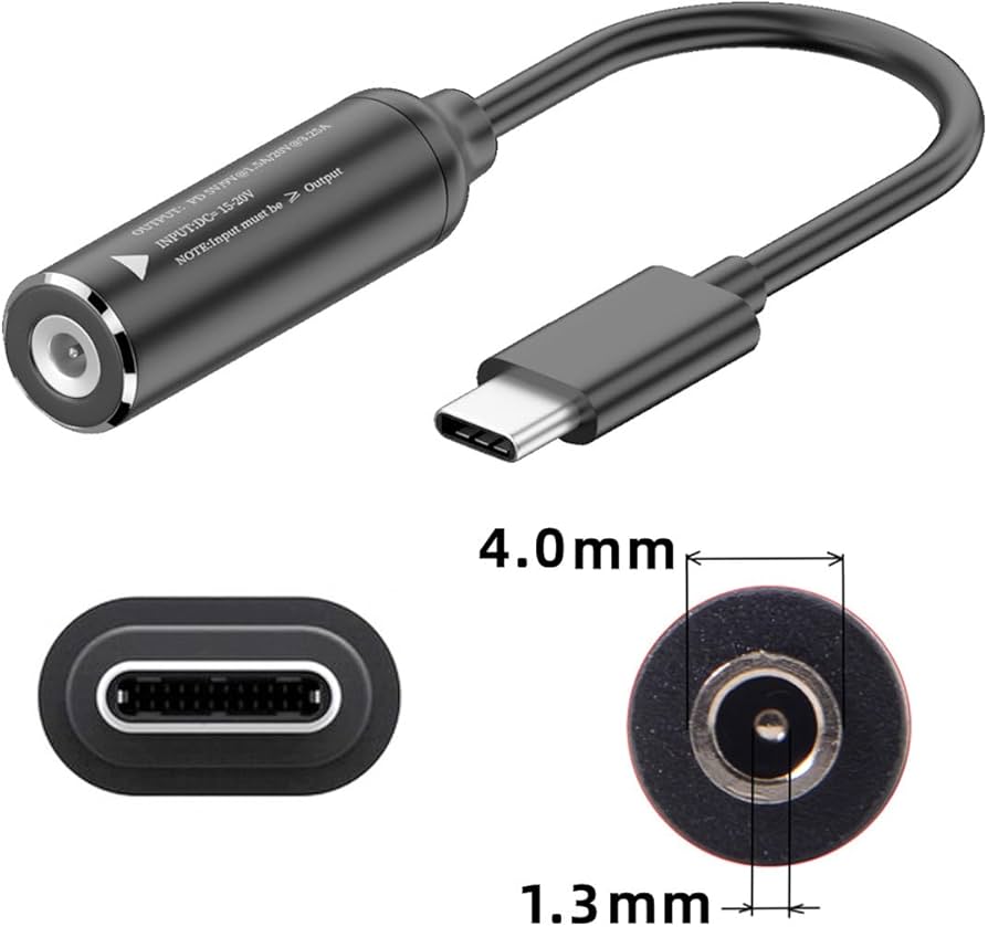 Amazon.co.jp: CYケーブルDC 20 Vジャック4.0 x 1.3 mm入力USB-C Type