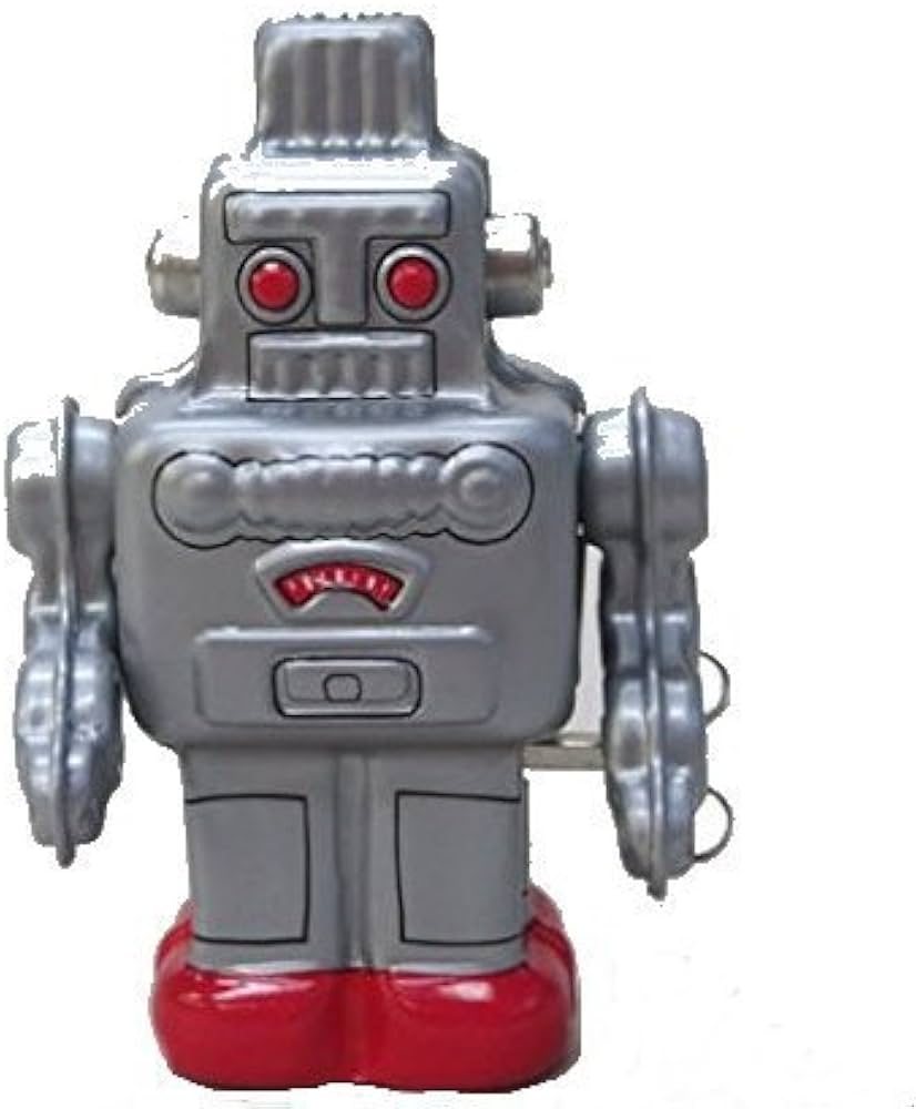 Amazon.co.jp: ブリキのおもちゃ ロボット シルバー (ゼンマイ式歩行