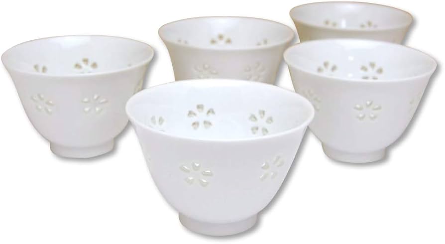 Amazon｜湯呑みセット 来客用 有田焼 ほたる 透かし 水晶彫花詰 煎茶碗