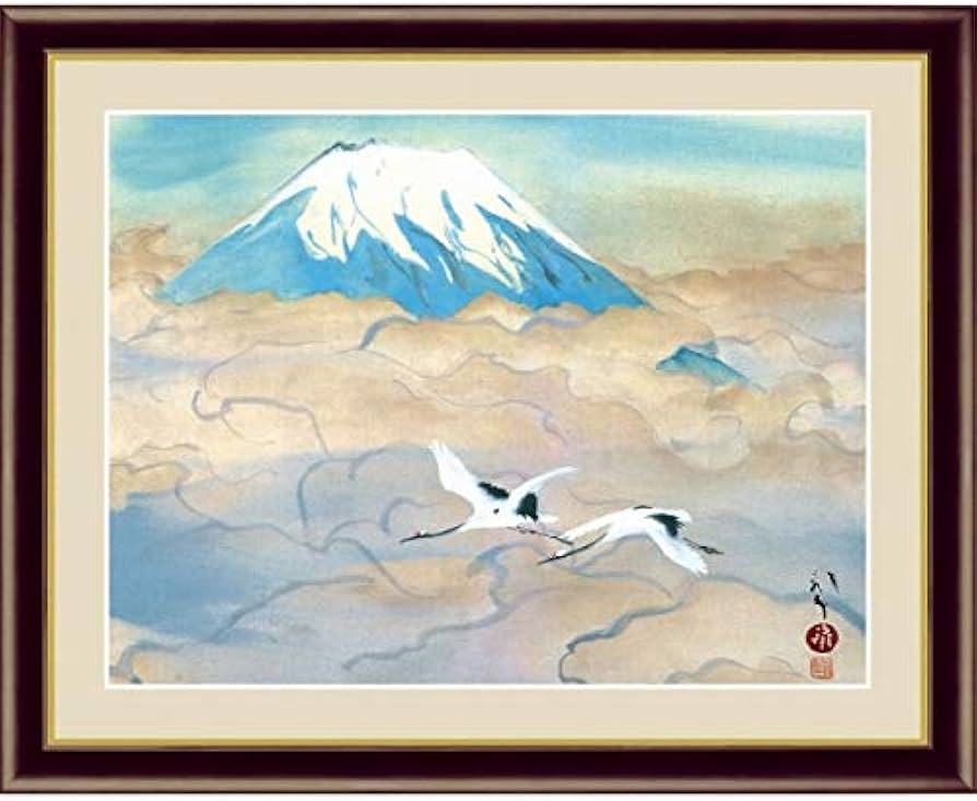 Amazon.co.jp: 川端龍子『舞鶴図』高精彩工芸画+手彩 風景画 富士山