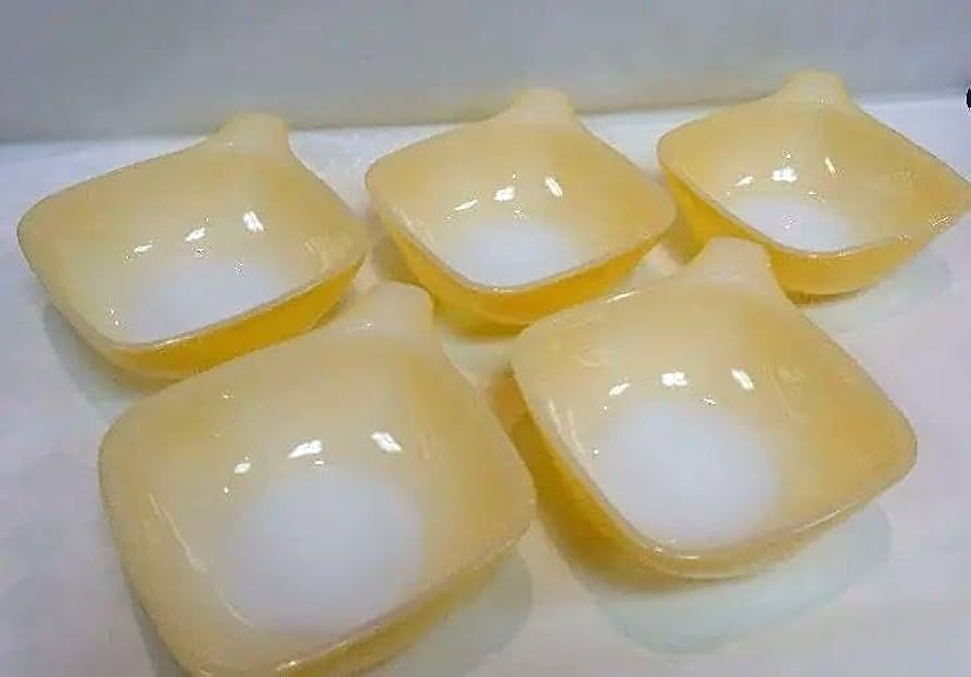 昭和レトロ CROWN OVENWARE 耐熱ガラス ボウル イエロー5枚セット
