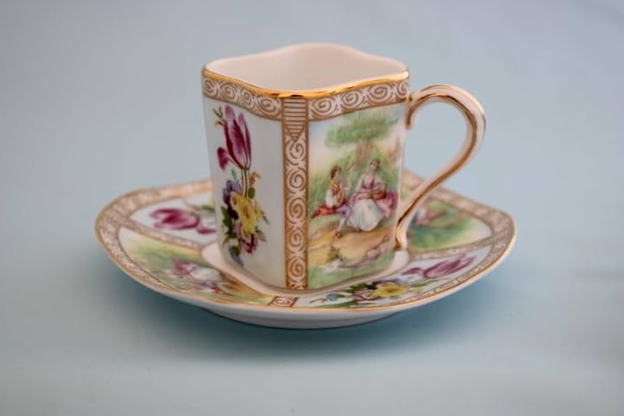 Amazon | ドレスデン焼き、絵付けコーヒー/デミタスカップ＆ソーサー