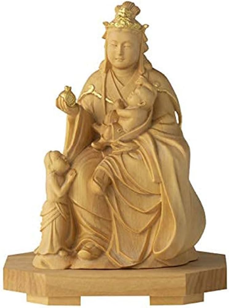 Amazon｜木彫りの仏像 鬼子母神【守り本尊】子育安産 ツゲ製高級木彫り