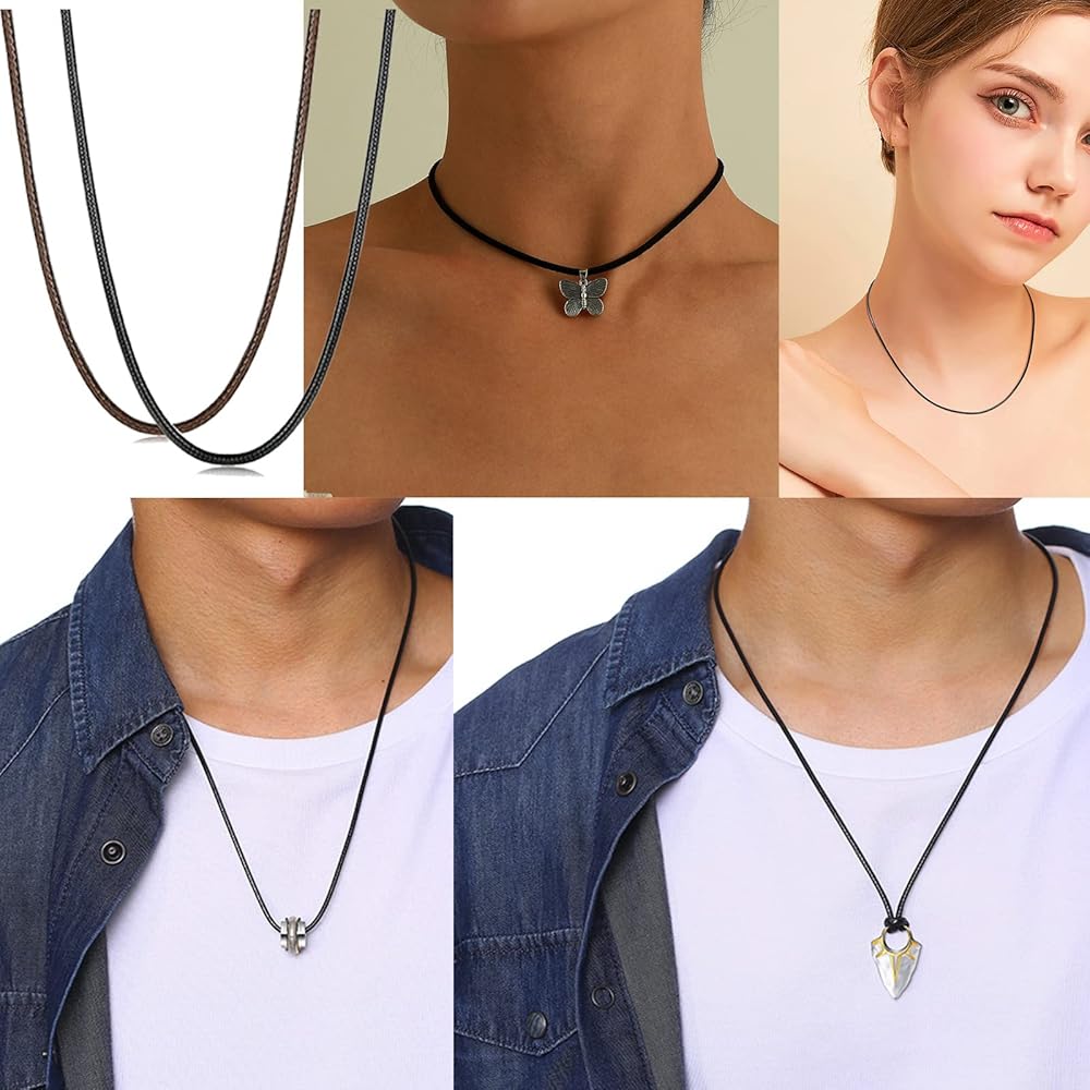 Sora Tuki Leather Necklace Cord with Clasp, 16inch-24inch Braided