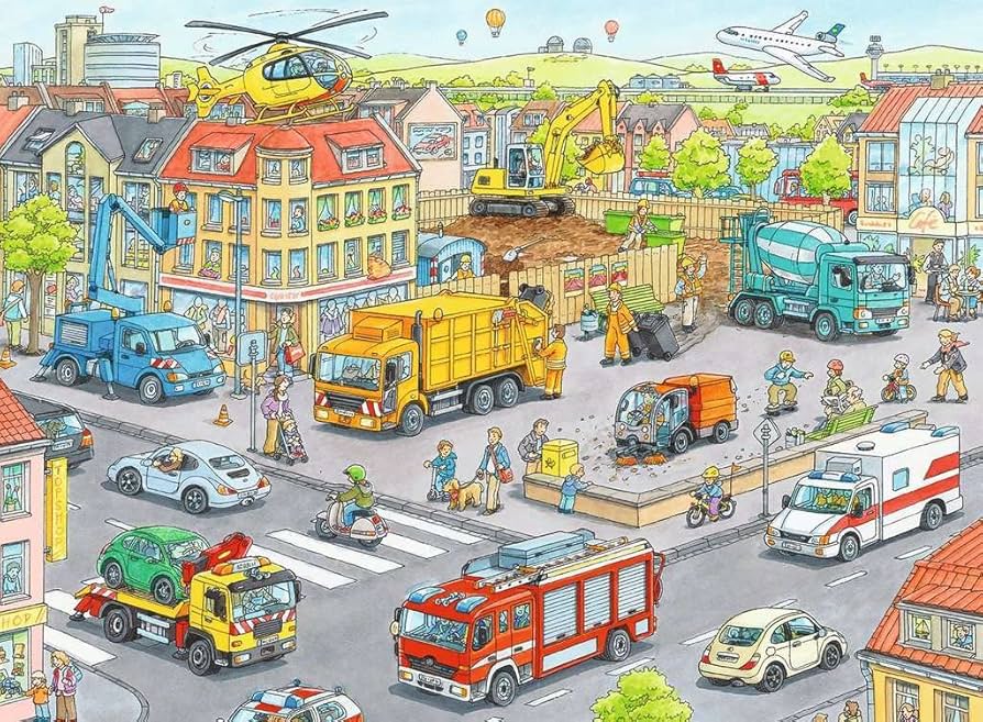 Amazon.co.jp: 100ピース ジグソーパズル 市内の車 Fahrzeuge in der