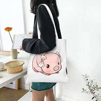 Amazon | [ZXH] トートバッグ かわいい ブタ キャンバス 帆布 トート