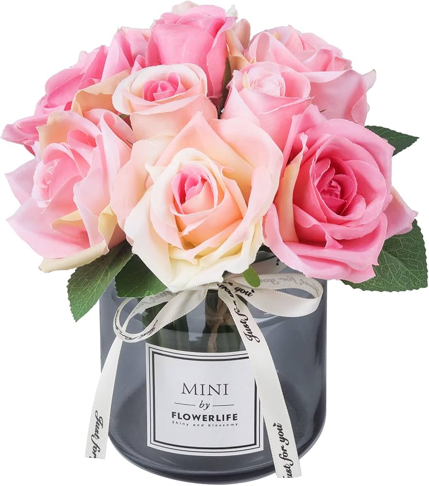 Amazon.com: XIAYAN Artificial Flower and Glass vase, Silk Rose