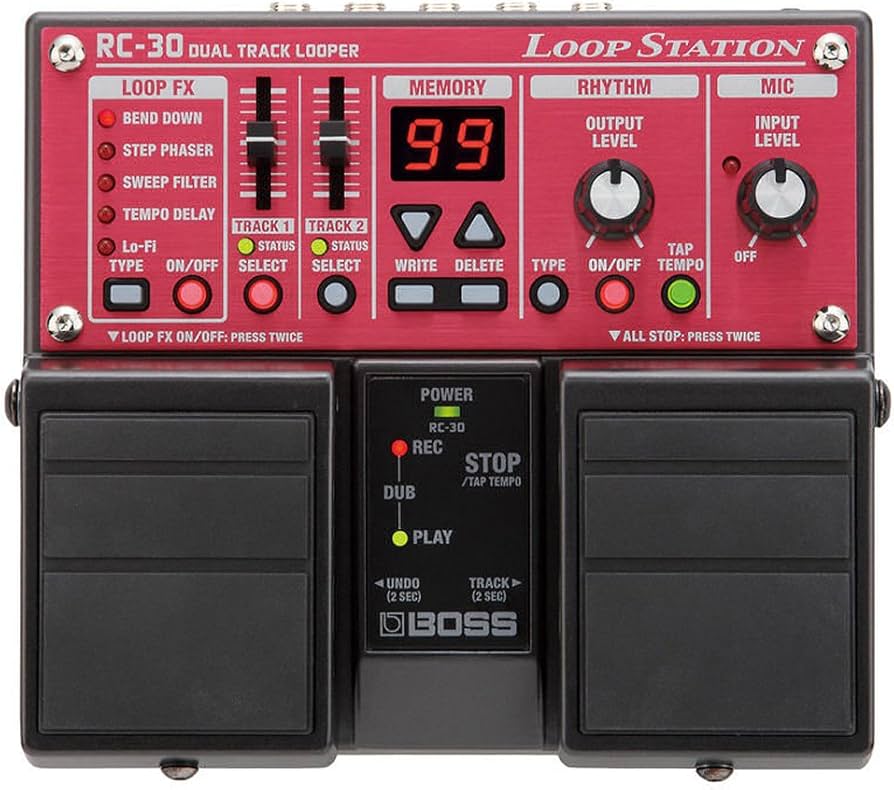 Amazon.com: BOSS RC-30 Loop Station Twin Guitar Pedal, Red