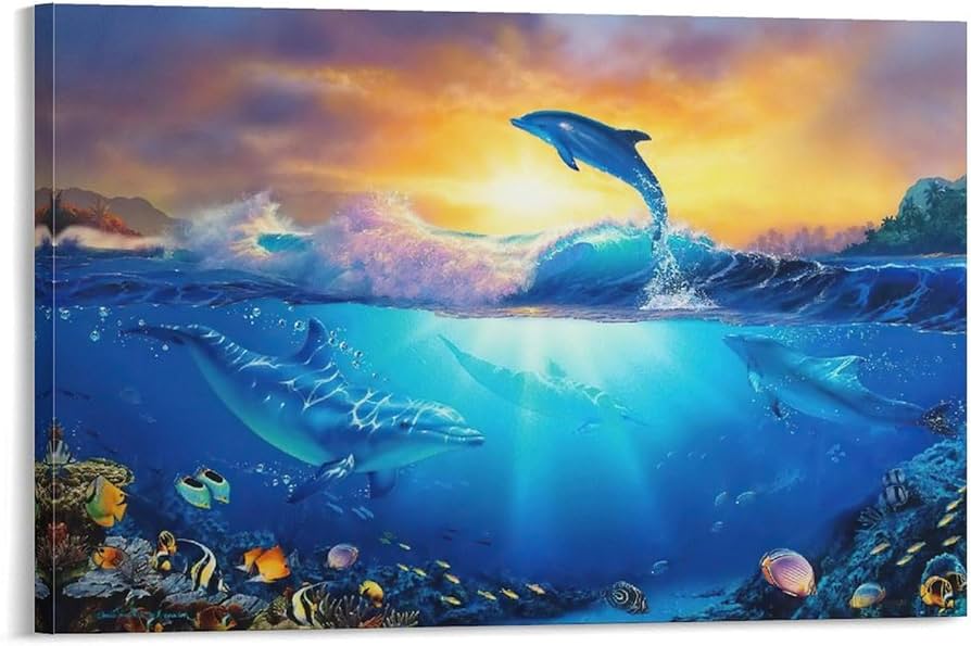 Amazon.co.jp: 青い海 クリスチャン・ラッセン カラフルな海 海景画