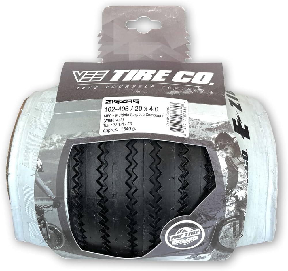 Amazon.com : Vee Tire 20x4.0 White Wall Zig Zag E-Bike 50 Tubeless