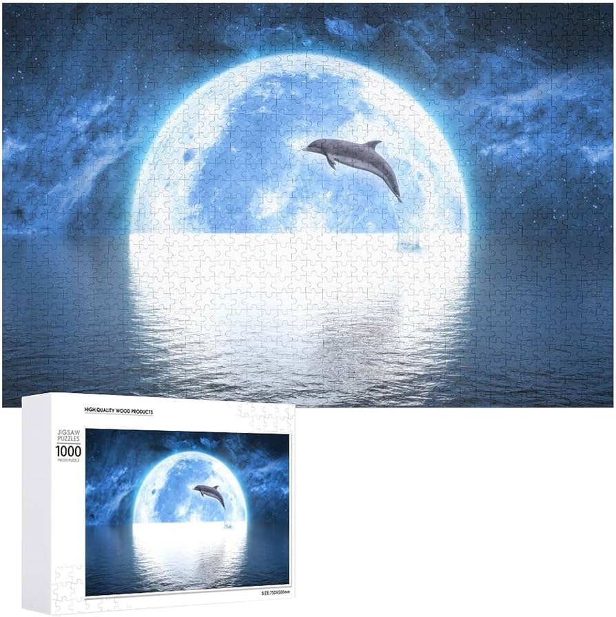 Amazon.co.jp: ジグソーパズル イルカ 夜の海風景 月 パズル 1000