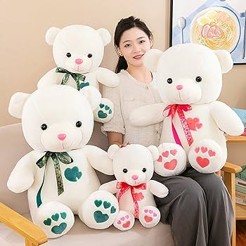 Amazon｜熊ぬいぐるみ ピンク 45CM リボン飾り 心型柄 可愛い ふんわり
