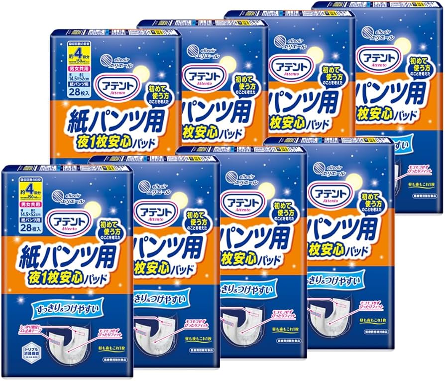 Amazon | アテント パッド 紙パンツ用 尿とりパッド 224枚(28枚×8) 4回
