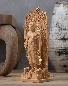 Amazon.co.jp: 極小仏 不動明王 11.5cm（木製：ツゲ 金泥仕上）＿仏像