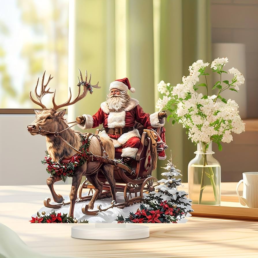 Amazon.co.jp: Gevrkjenp サンタそりトナカイ クリスマス置物、鹿そり