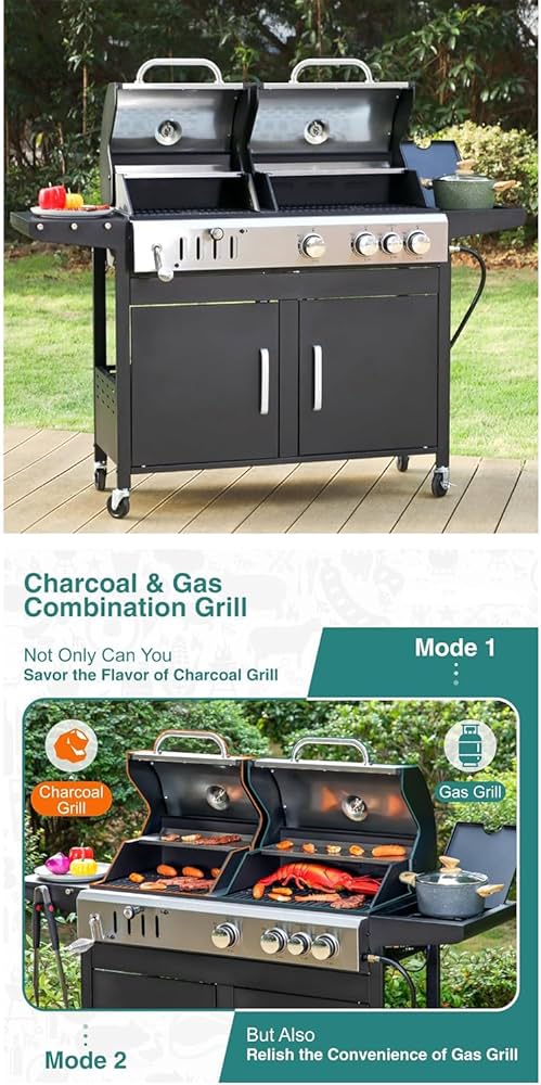 Amazon.com: Thaweesuk Shop New Gas Charcoal Combo Grill Dual Fuel