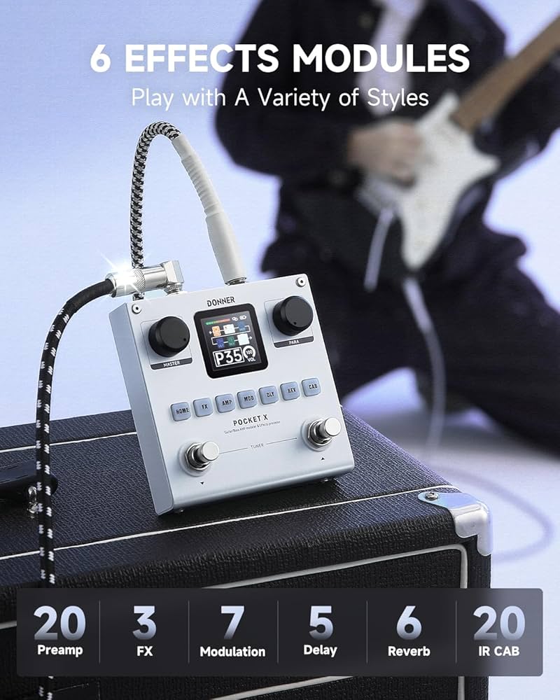 Amazon.com: Donner Pocket-X - Pedal de guitarra multiefectos para