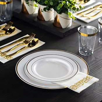 Amazon.com: Munfix 600-Piece Plastic Dinnerware Set, Disposable