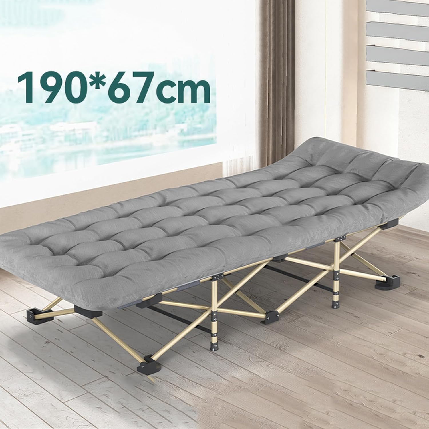 グレー 折りたたみ簡易ベッド グレー 190cm 折りたたみベッド セミ