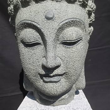 Amazon.co.jp: 仏頭 仏像 石 みかげ石 オブジェ 置物 仏教 御影石 高さ