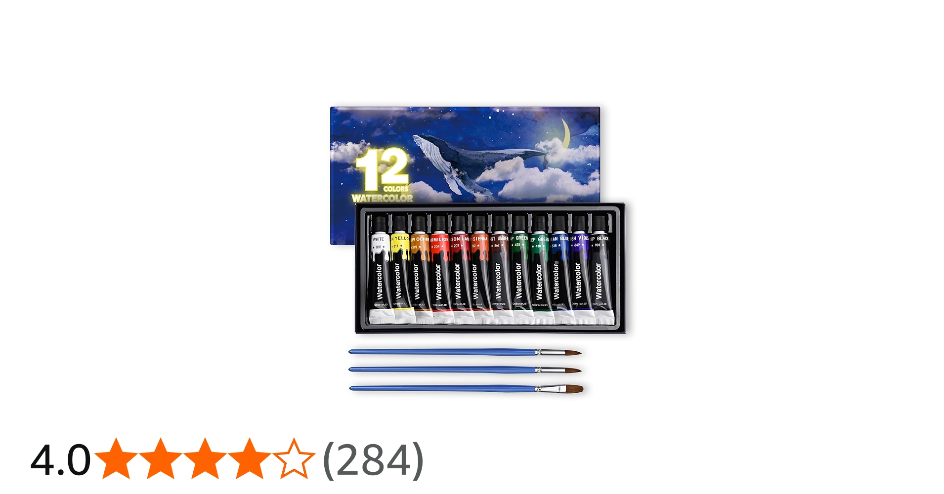 Amazon | 15点セット 水彩絵の具 12色 透明水彩絵の具 3本ブラシ付き