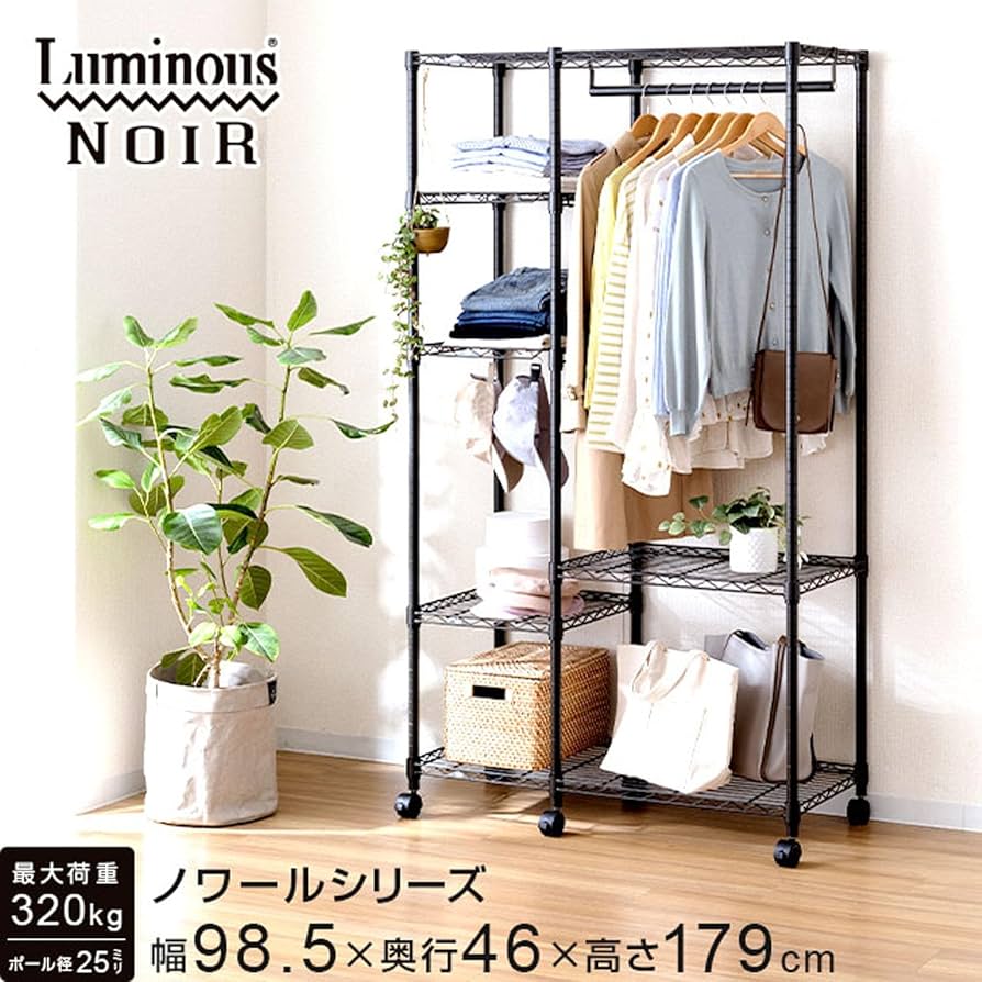Amazon｜ドウシシャ ルミナス ノワール ハンガーラック 2段 幅80 奥行