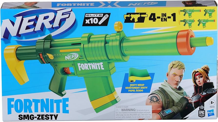 Amazon.com: Nerf Fortnite SMG-Zesty Blaster, 10 Nerf Elite Darts