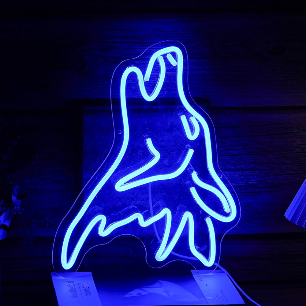 Amazon.co.jp: オオカミネオンサイン ブルーLEDかわいい狼ネオンライト