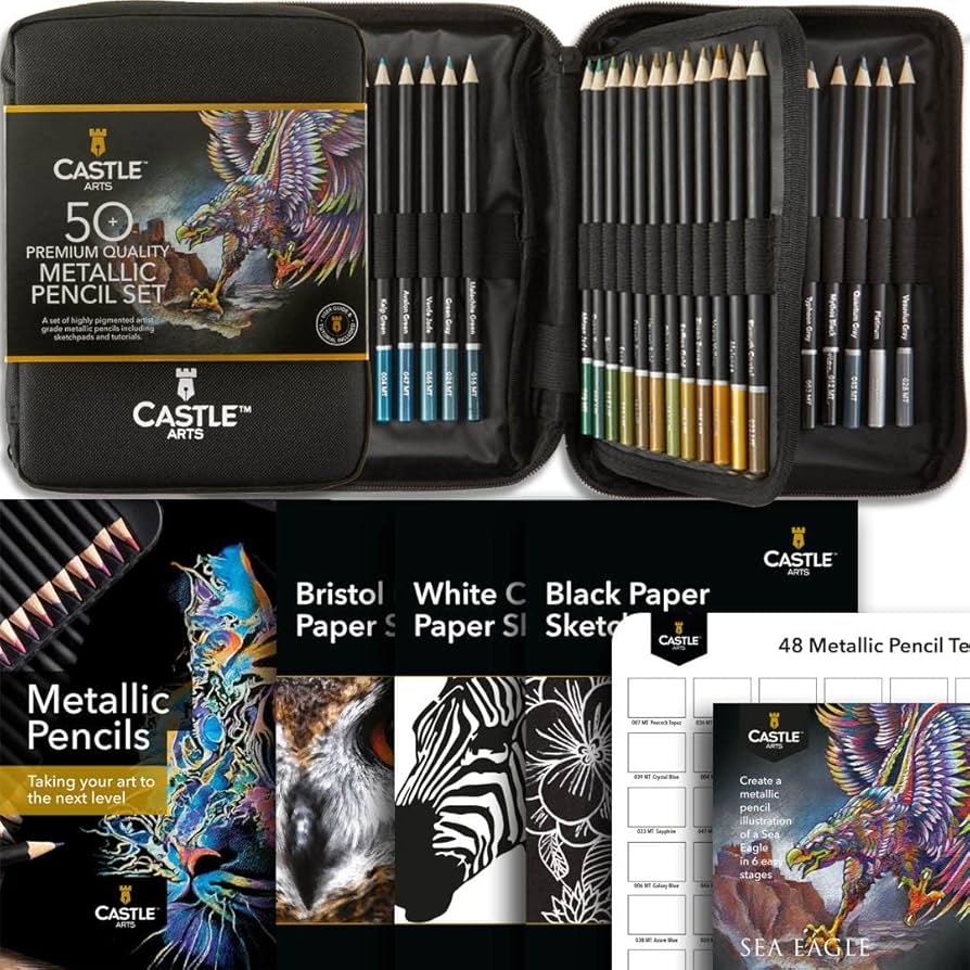 Amazon.com: Castle Art Supplies 48 Metallic Colored Pencils Set
