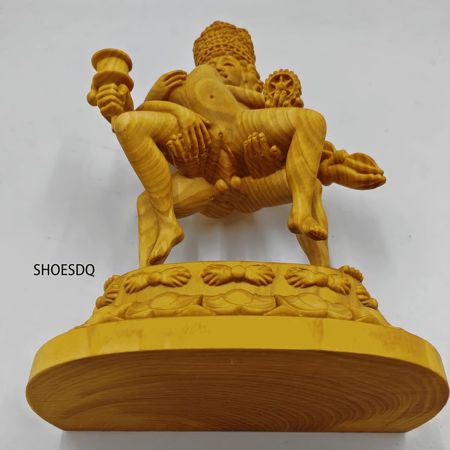 Amazon｜木彫りの仏像【歓喜天（聖天）チベット仏教】15cm 双身形 高級