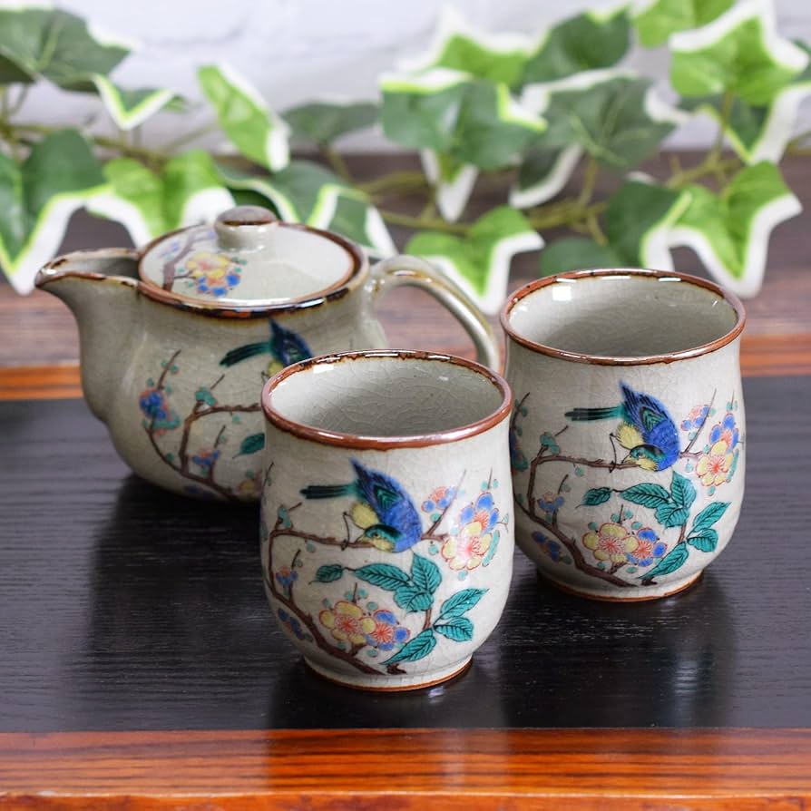Amazon.co.jp: ペア 湯呑み 急須 セット 九谷焼 花鳥 陶器 ブランド 和