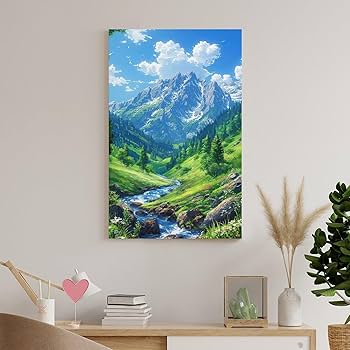 Amazon.co.jp: ポスター 山 自然 風水 絵 山の絵 緑の絵 玄関 開運