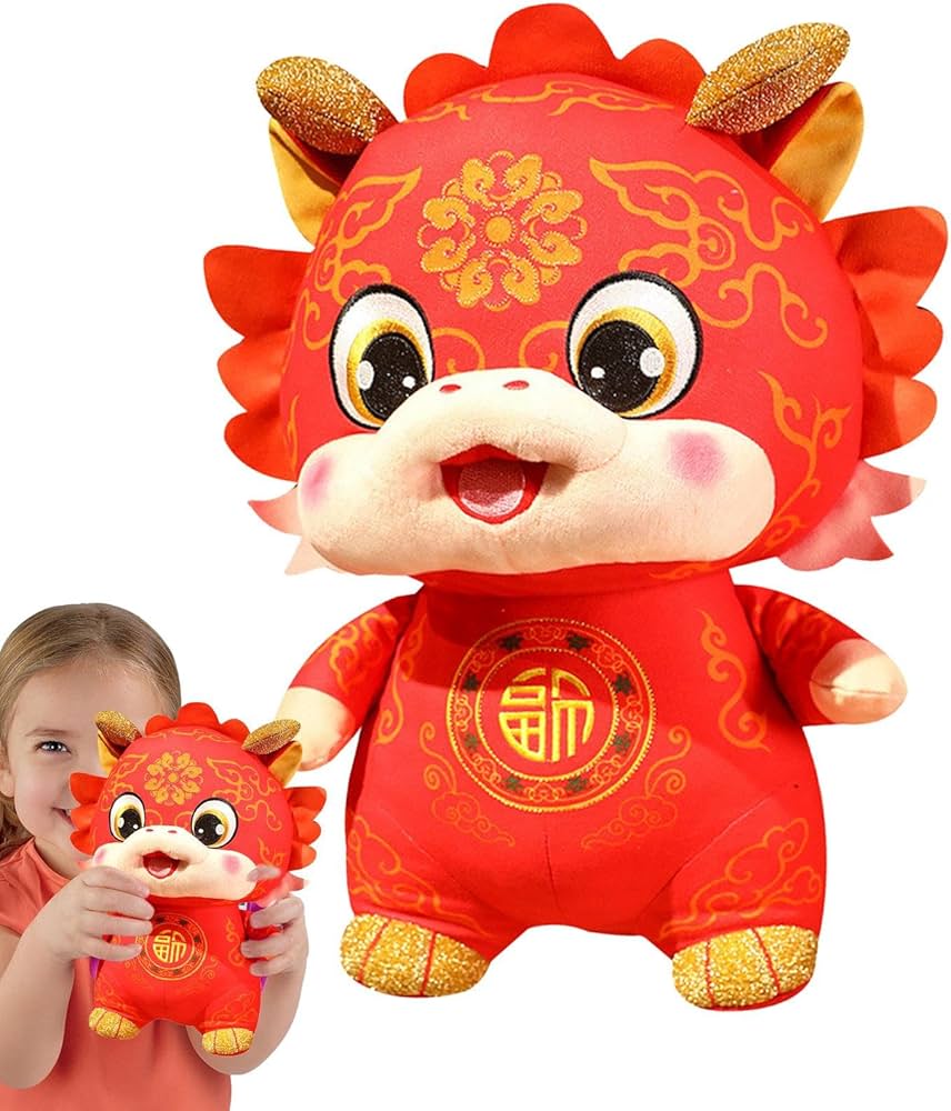 Amazon｜中国のドラゴンのぬいぐるみ、FU キャラクター付き中国の