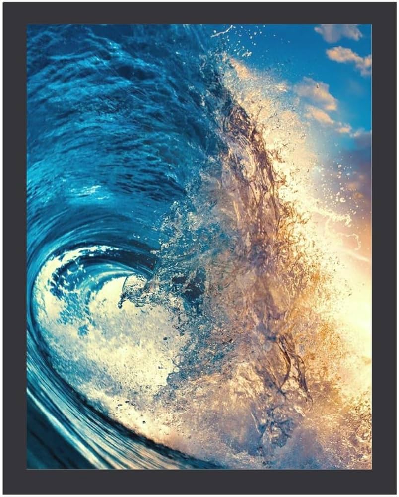 Amazon.co.jp: 夕暮れ時の大きな波 絵画 絵 壮大な背景超リアルな壁画