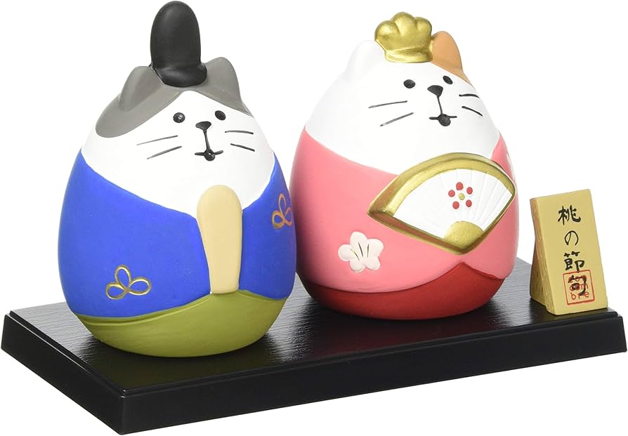 Amazon.co.jp: デコレ(Decole) 置物 節句飾り 猫雛セット 13.2×7×H9cm