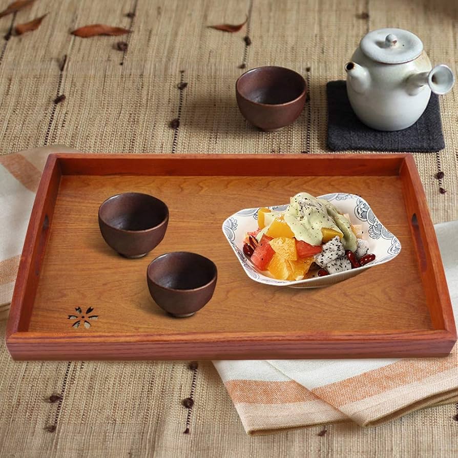 Amazon｜Asixx 木製トレイ お盆 取っ手付 長方形 角型 定食用 配膳盆