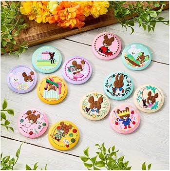 Amazon | バンダイ(BANDAI) くまのがっこう 刺繍缶バッジビスケット