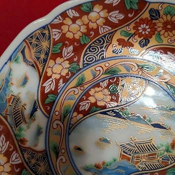 Amazon.co.jp: 龍峰窯 金彩 古伊万里 花文様 小皿 5枚セット 輪花皿