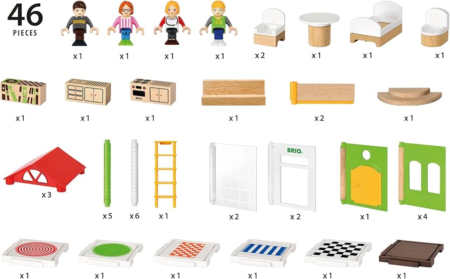 Amazon.com: BRIO World - 33941 Family House | 46 Piece Play House